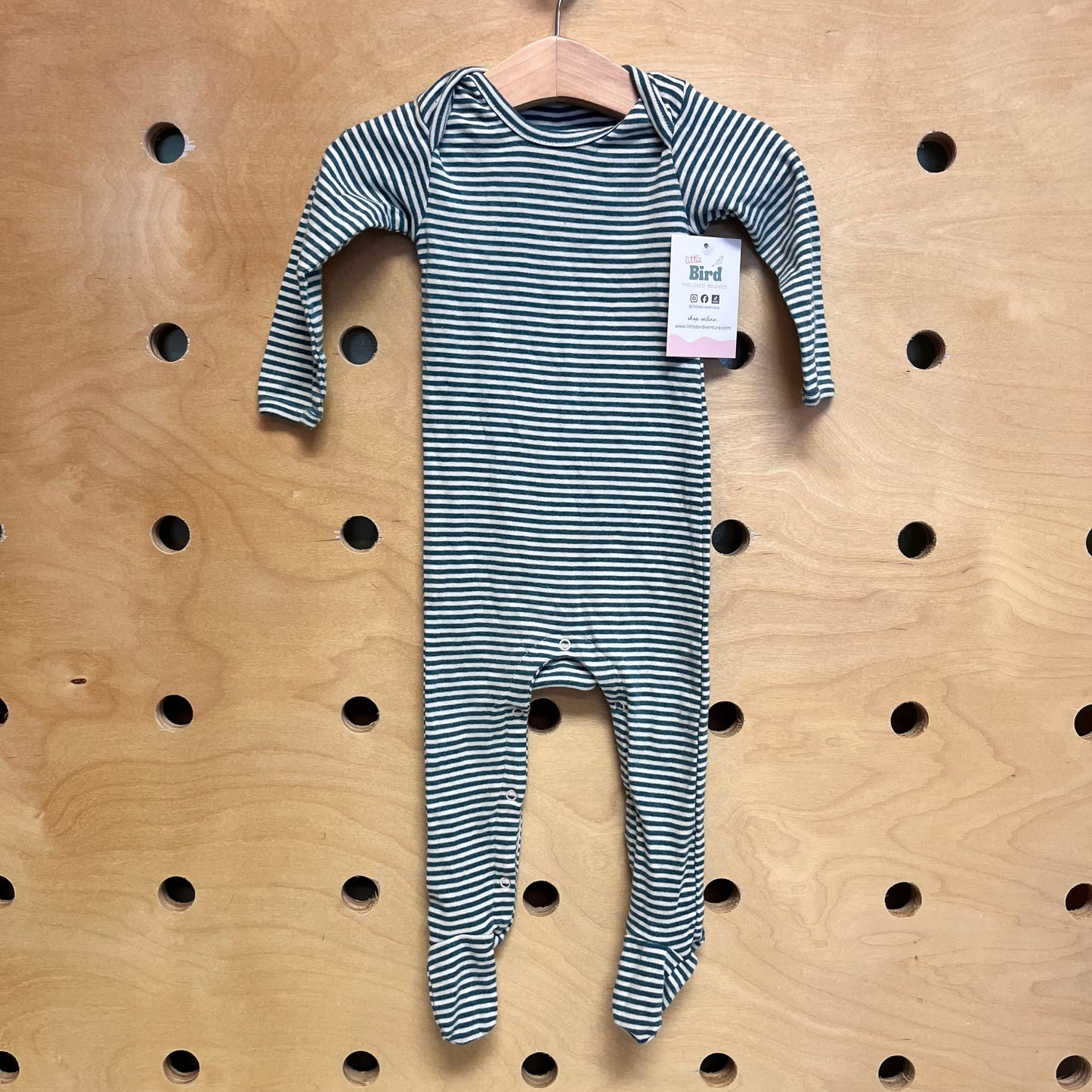 Organic Teal/White Striped Footies