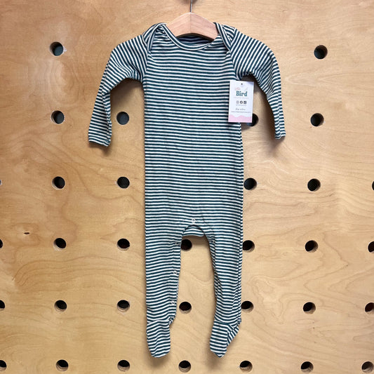 Organic Teal/White Striped Footies