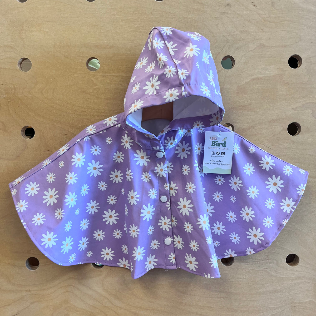 Purple/White Floral Hooded Poncho
