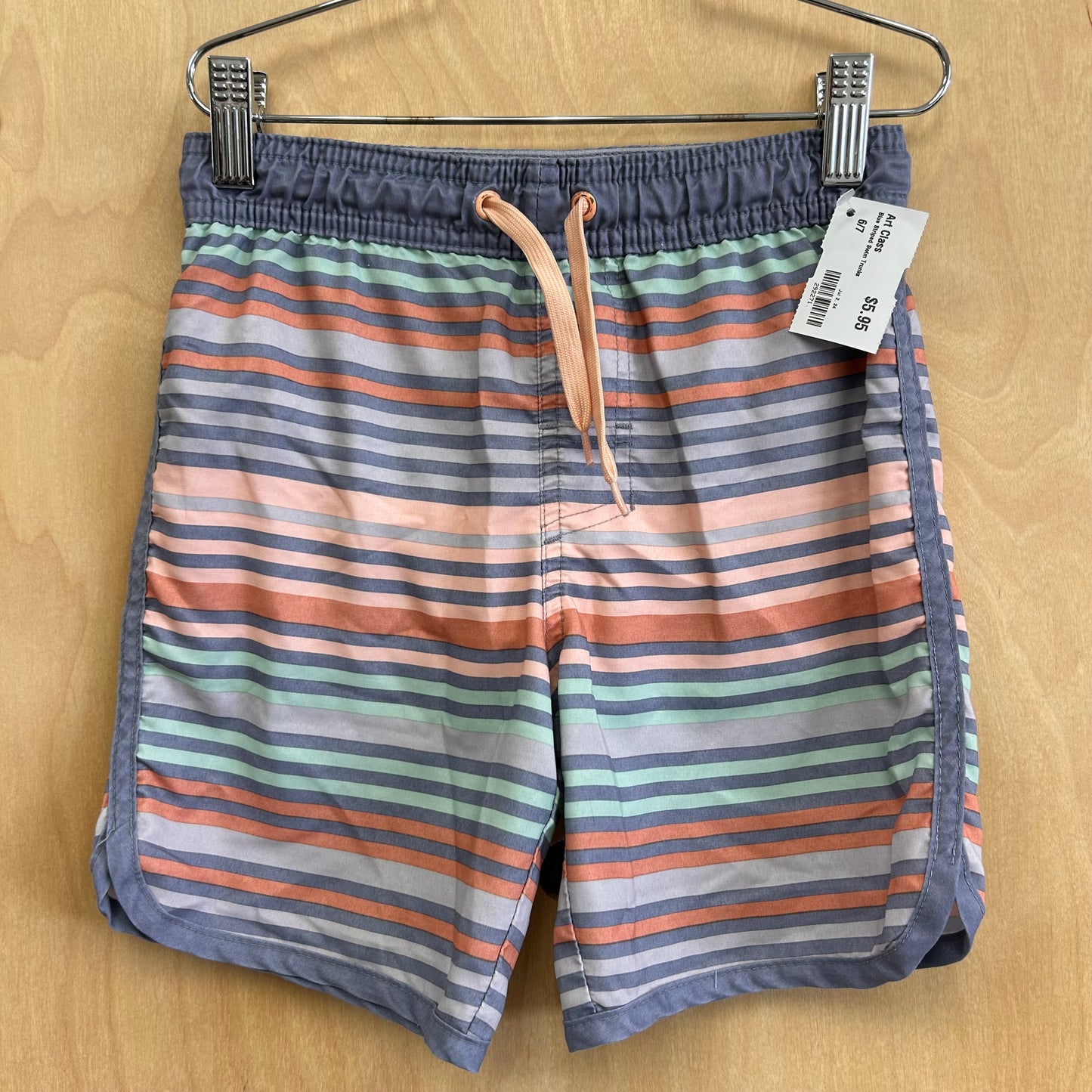 Blue Striped Swim Trunks