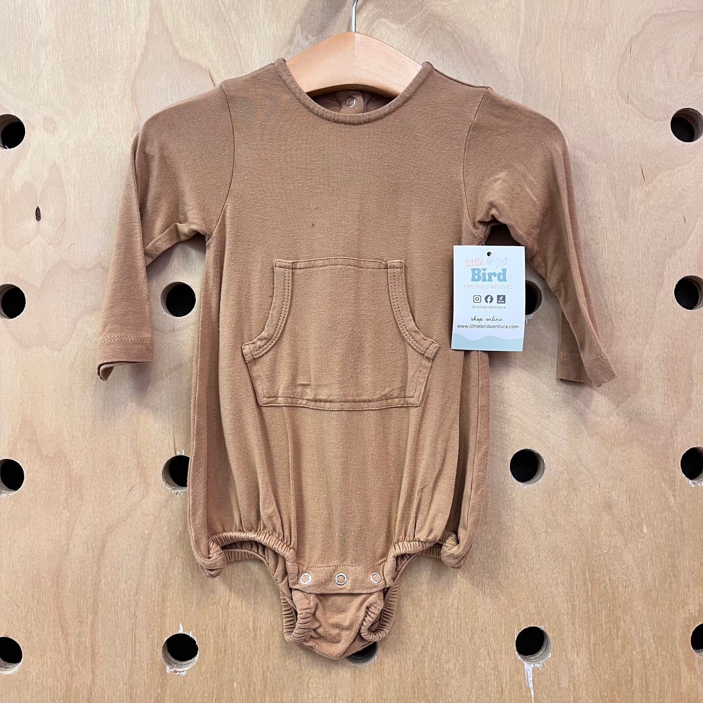 Brown Kangaroo Pocket Bamboo Romper