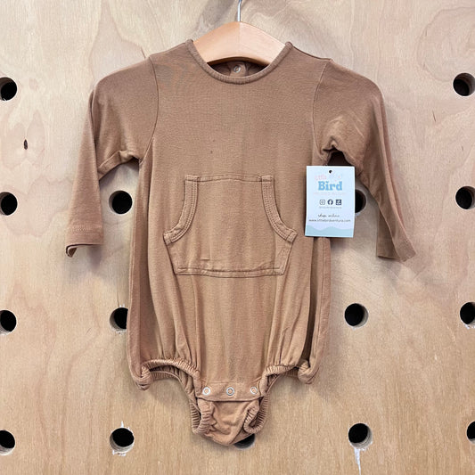 Brown Kangaroo Pocket Bamboo Romper