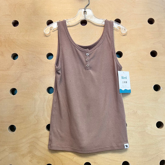 Mocha Ribbed Henley Tank