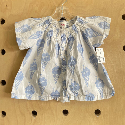 White & Blue Yum Ice Cream Top