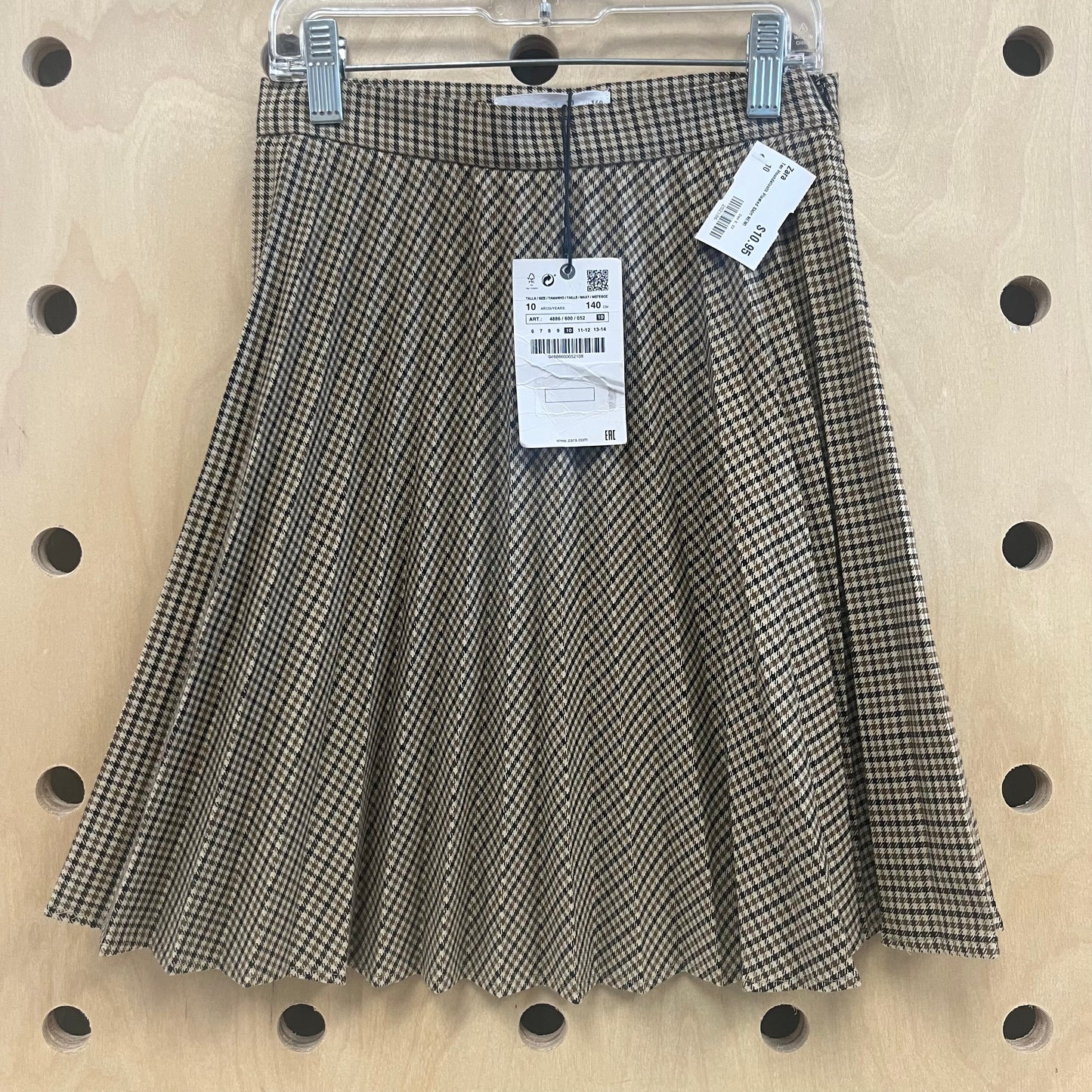 Tan Houndstooth Pleated Skirt NEW!
