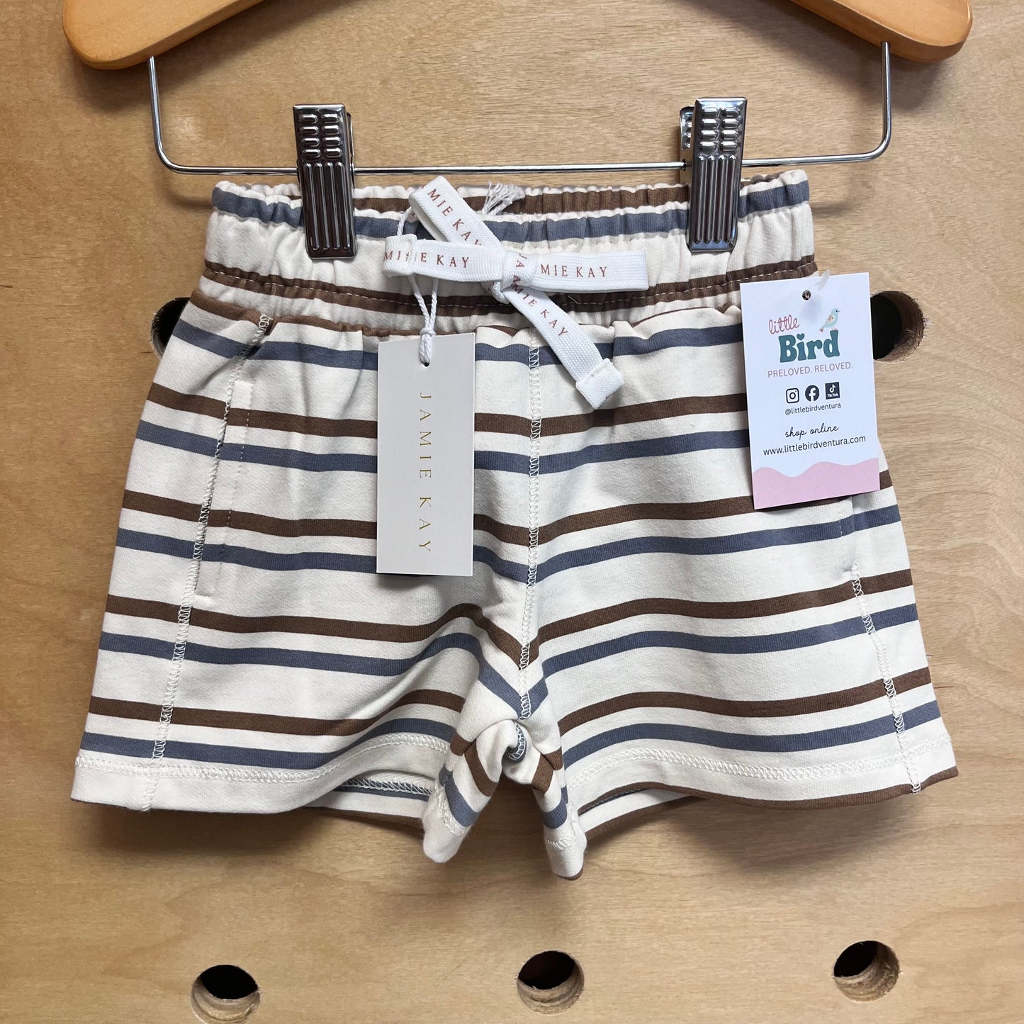 Cream Striped Drawstring Shorts NEW!