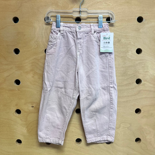 Pink Soft Denim Pull On Pants