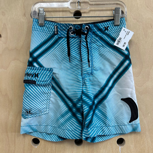 Teal Striped Swim Shorts