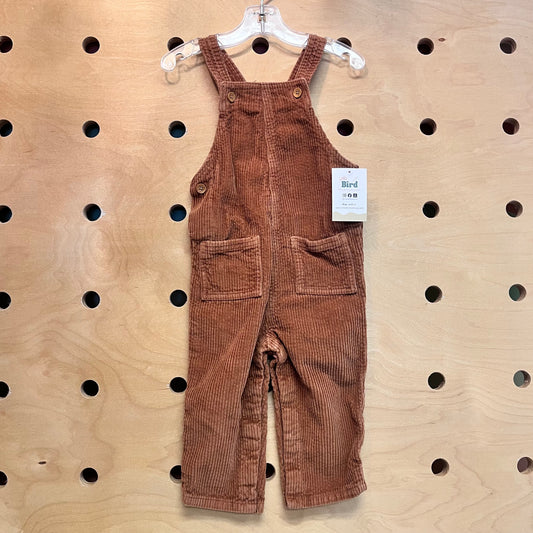 Organic Brown Ribbed Overalls