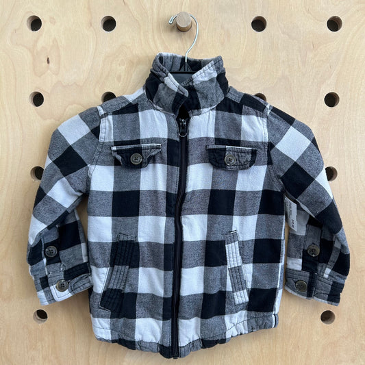 Grey Plaid Fleece-Lined Shacket