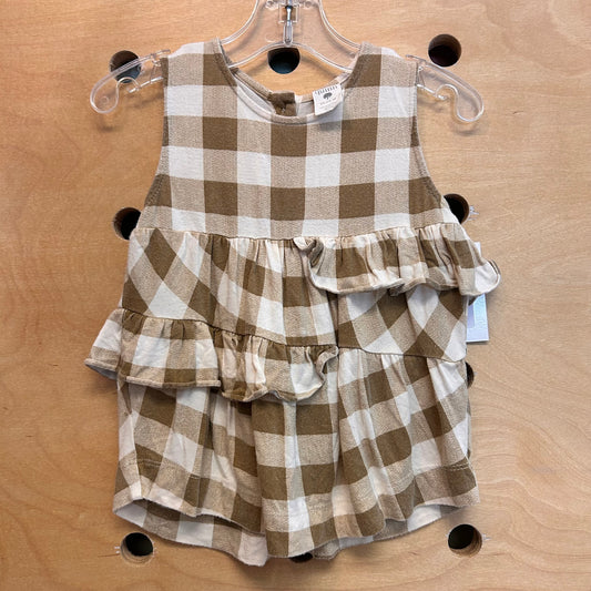 Olive/White Gingham Tier Bamboo Tank