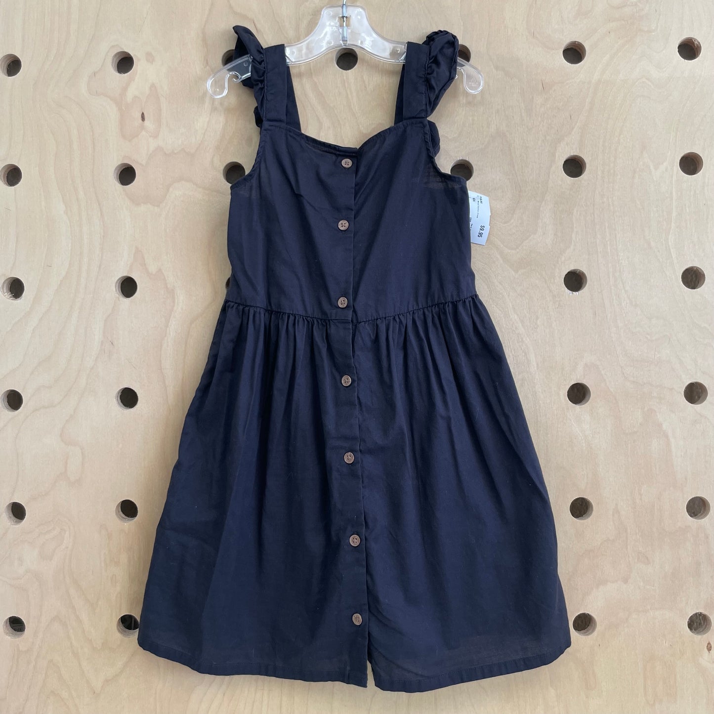 Black Wood Button Dress