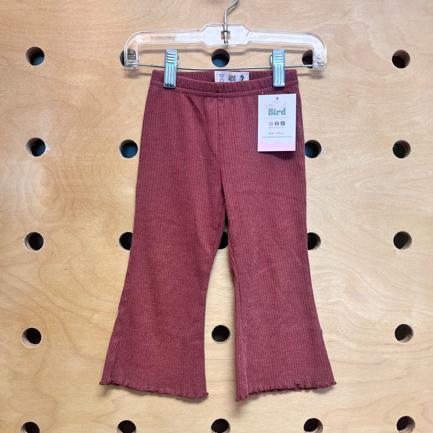 Terracotta Ribbed Flare Leggings