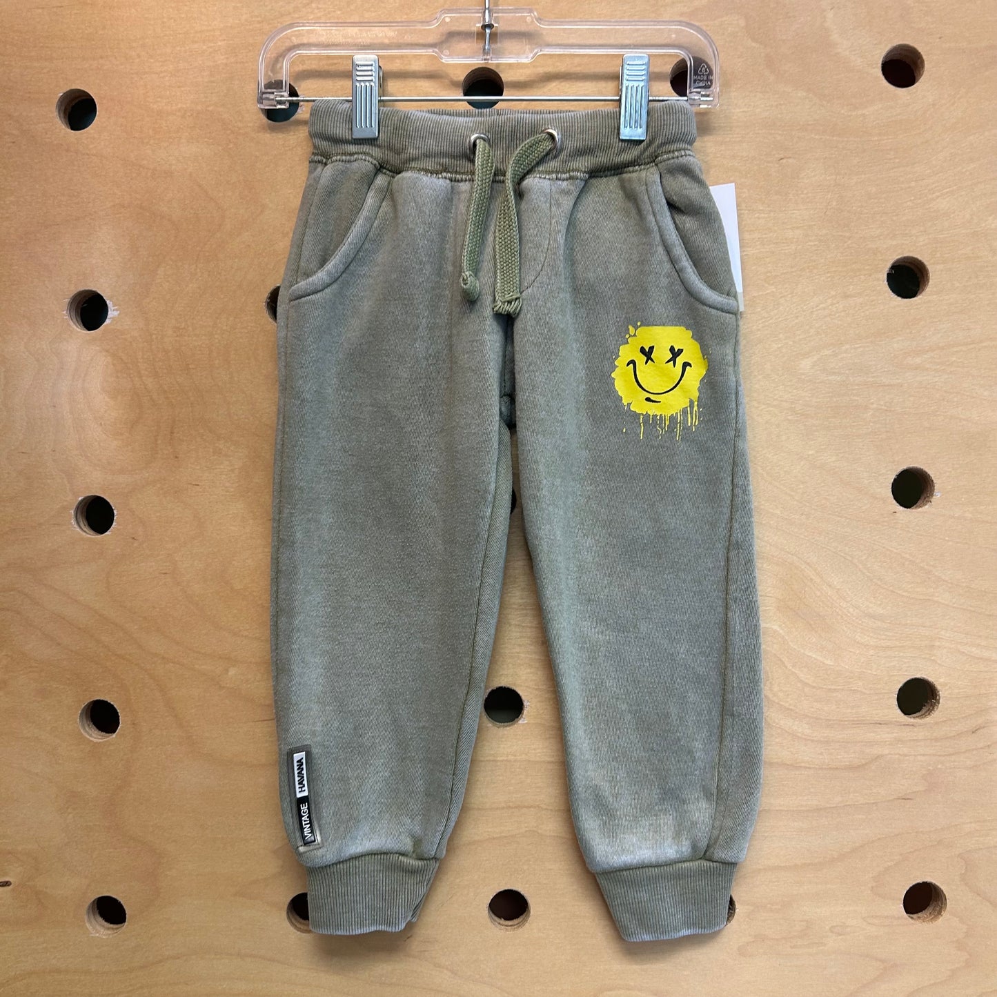 Green Smiley Drawstring Joggers