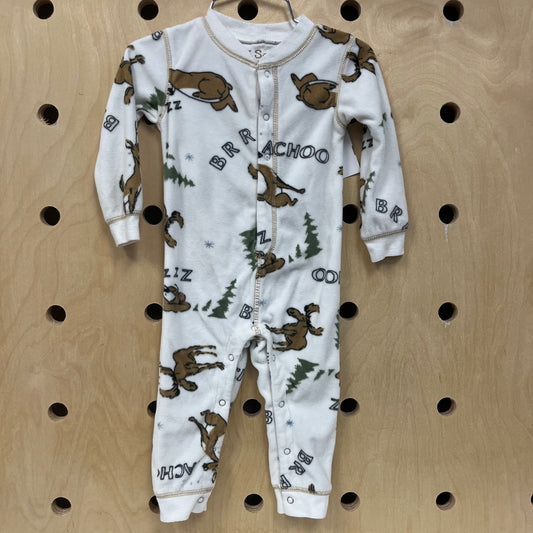 Cream Fleece Moose Pajamas