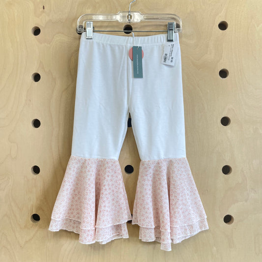 White & Floral Chiffon Bell Bottoms NEW!