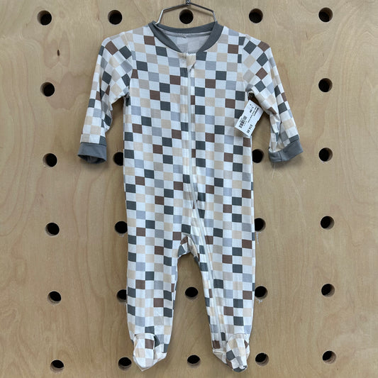 Cream+Browns Checker Footies