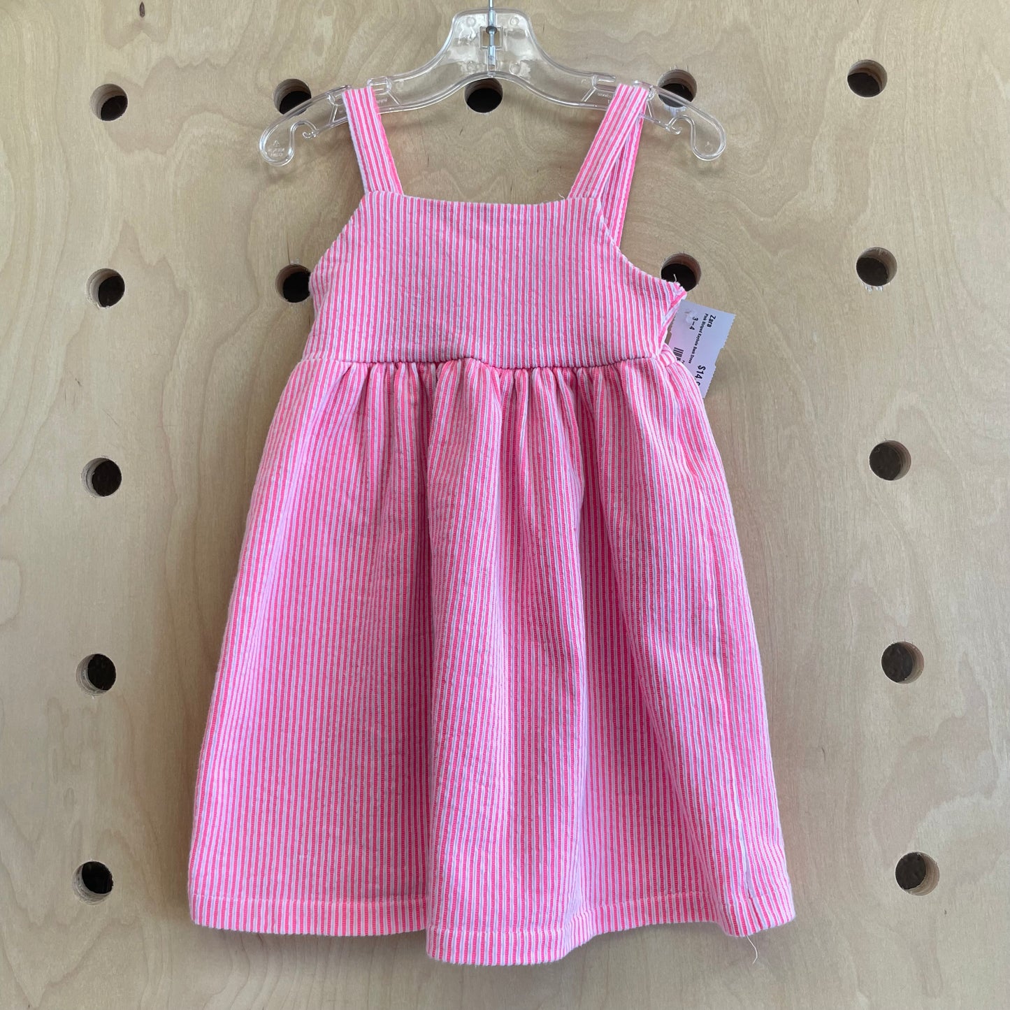 Pink Striped Keyhole Back Dress