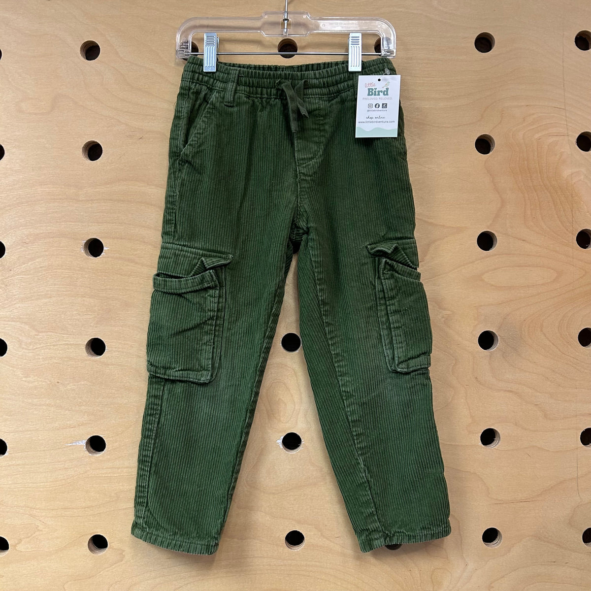 Green Ribbed Cargo Pants