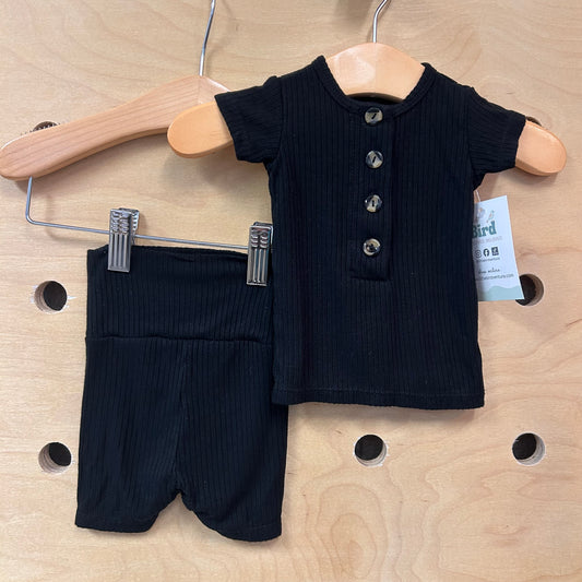 Black Button Ribbed Bamboo Outfit