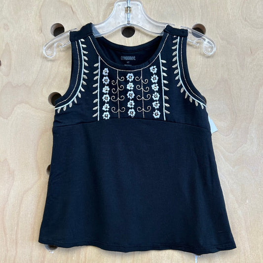 Black White + Gold Embroidered Tank