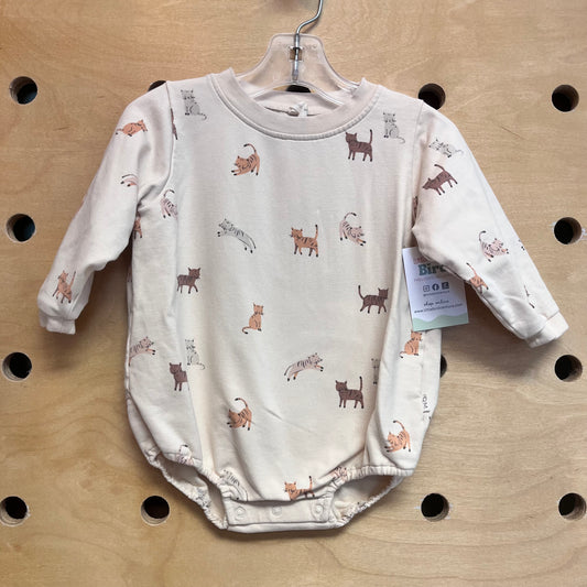 Organic Cream Cats Romper