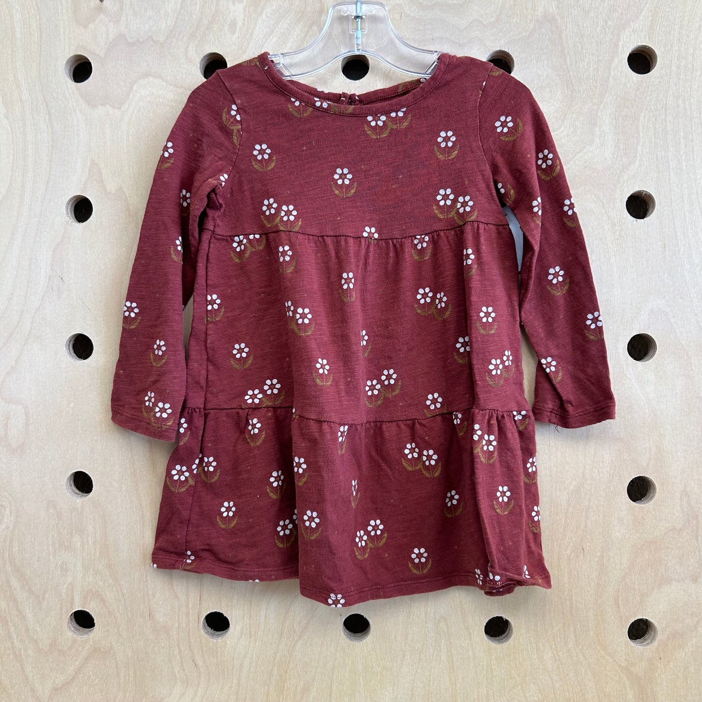 Brick Floral LS Dress