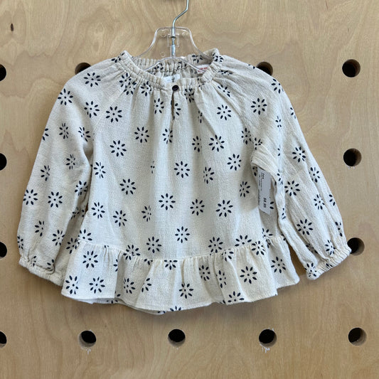 Cream Floral Crinkle Top