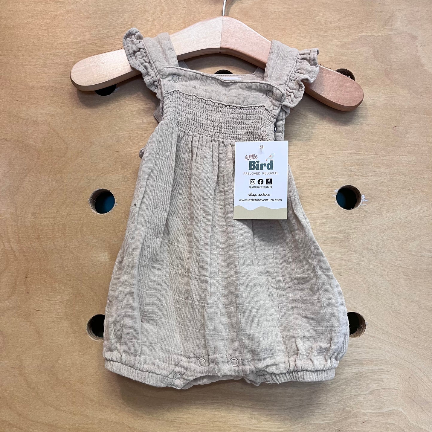 Tan Smocked Romper
