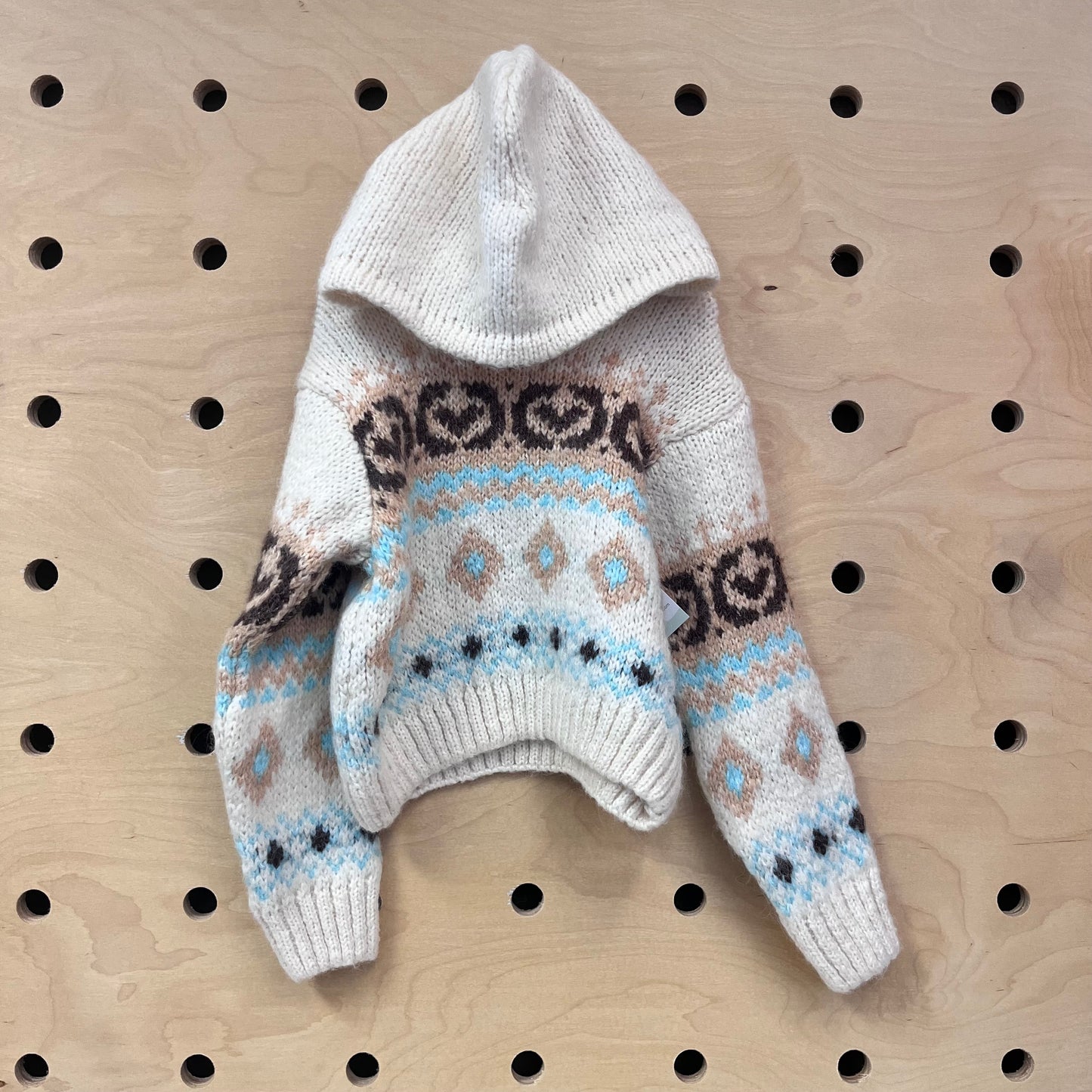 Brown/Blue Jacquard Knit Hoodie