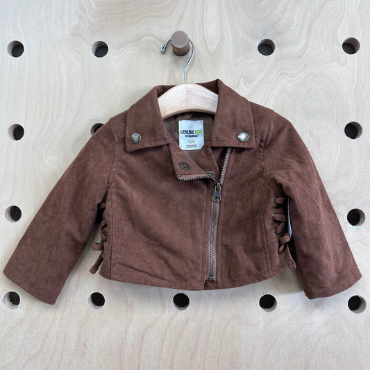Brown Suede Like Zippered Jacket