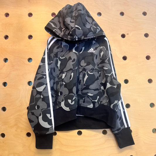 Grey/Black Loose Fit Zip Hoodie