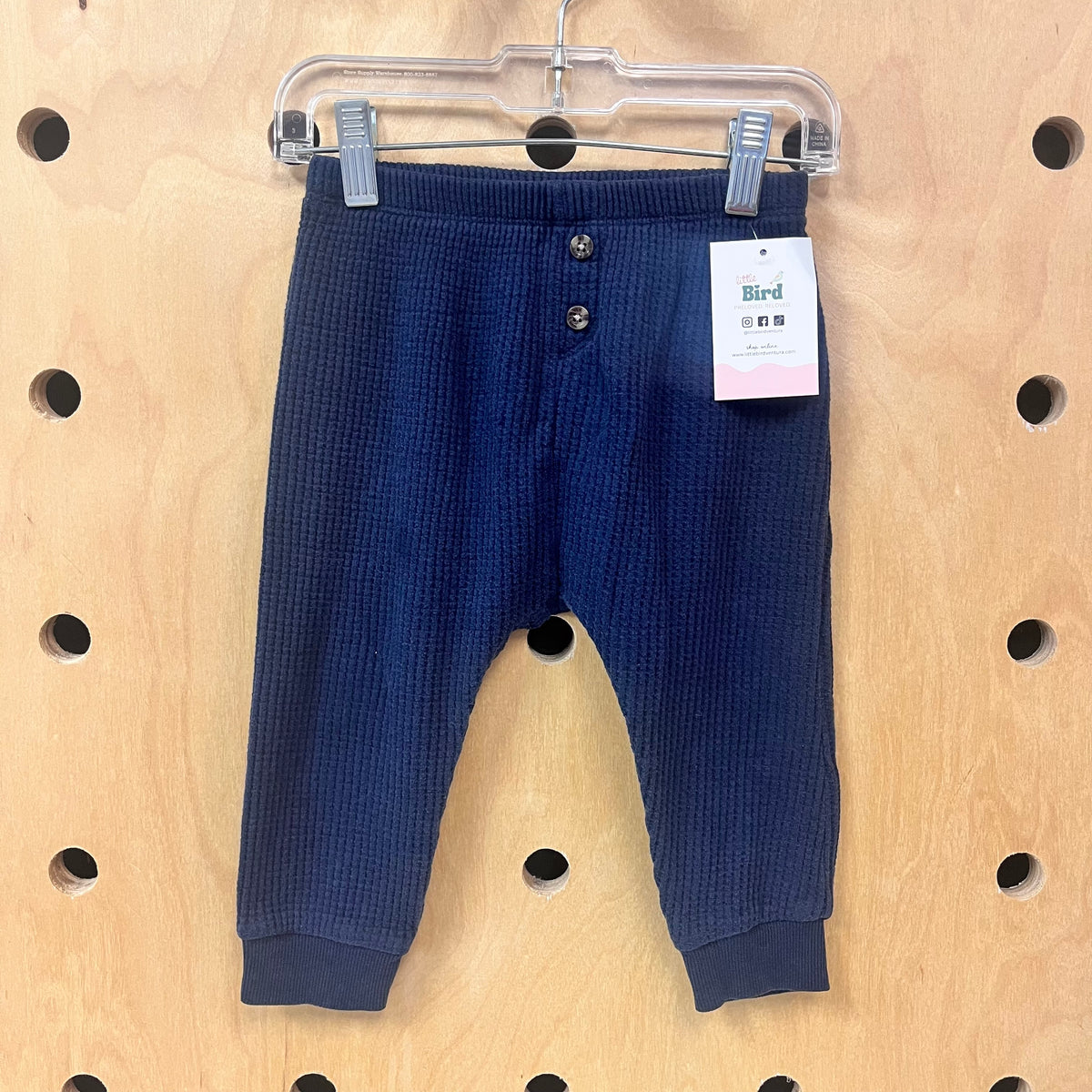 Blue Waffle Knit Pull On Pants