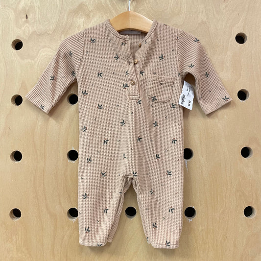 Tan Floral Waffle Romper