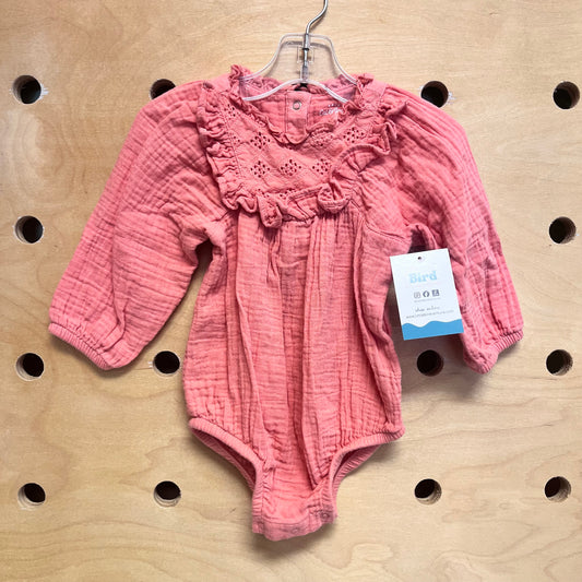 Peach Gauze Eyelet Romper