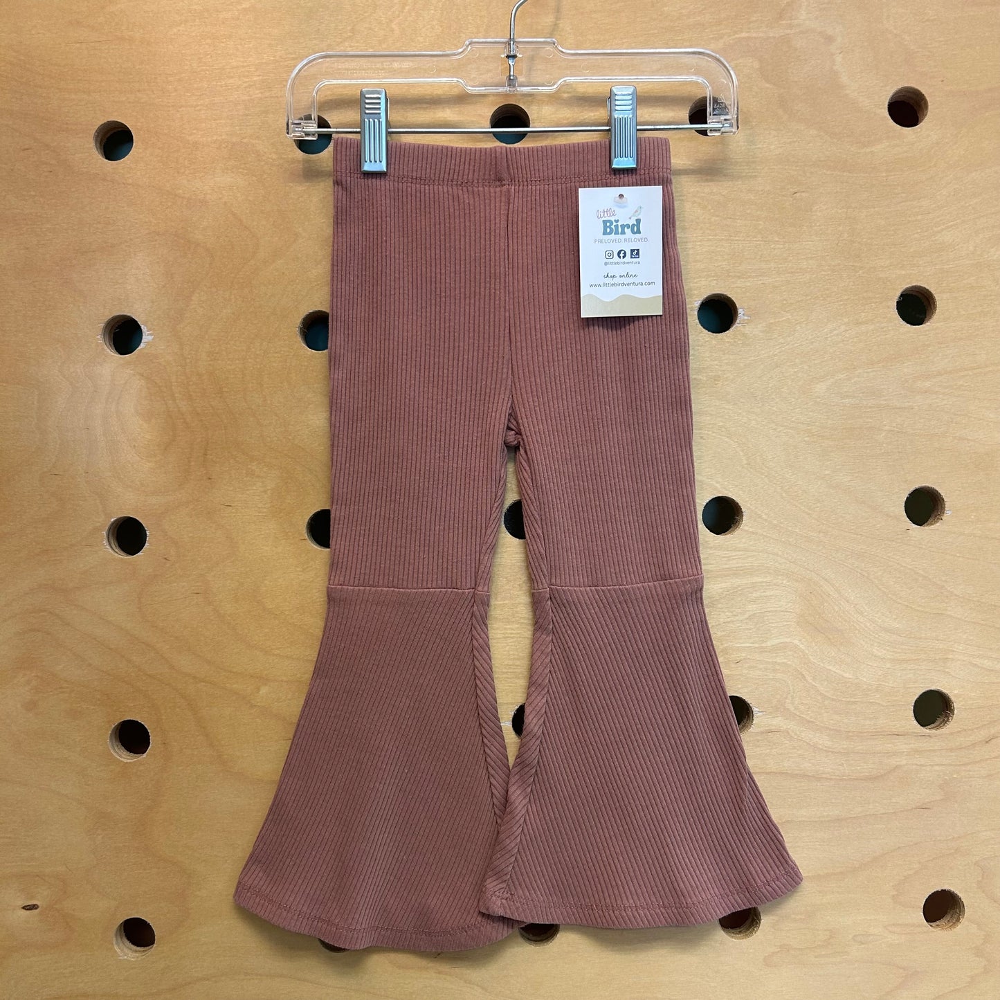 Mauve Ribbed Flare Leggings