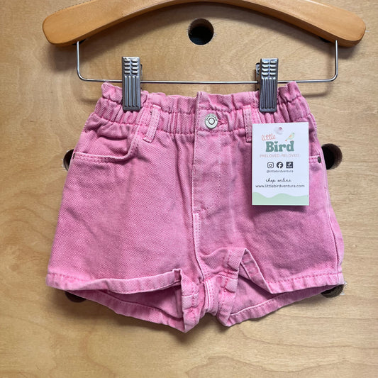 Pink Denim Flowy Shorts
