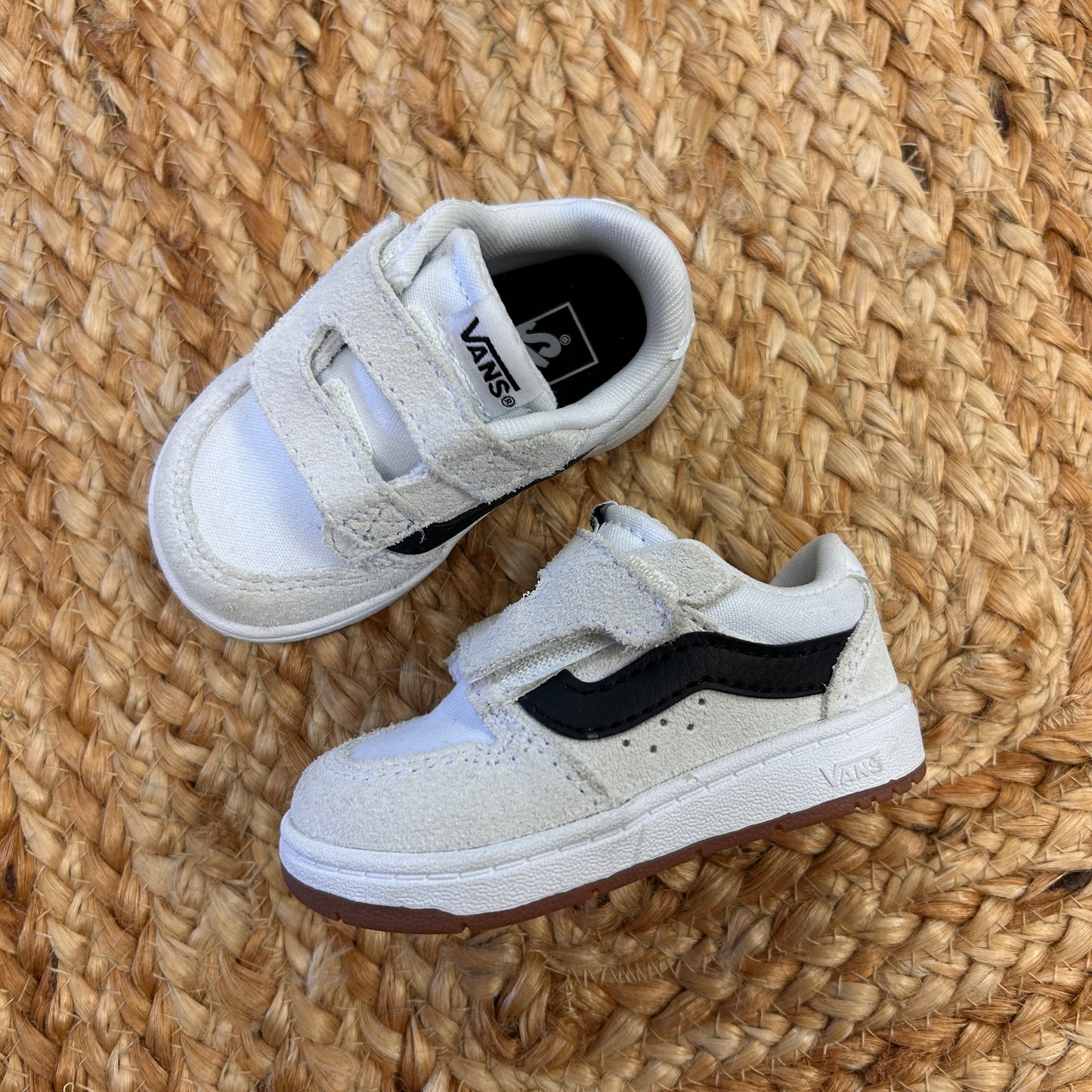 White & Black Stripe Suede Shoes