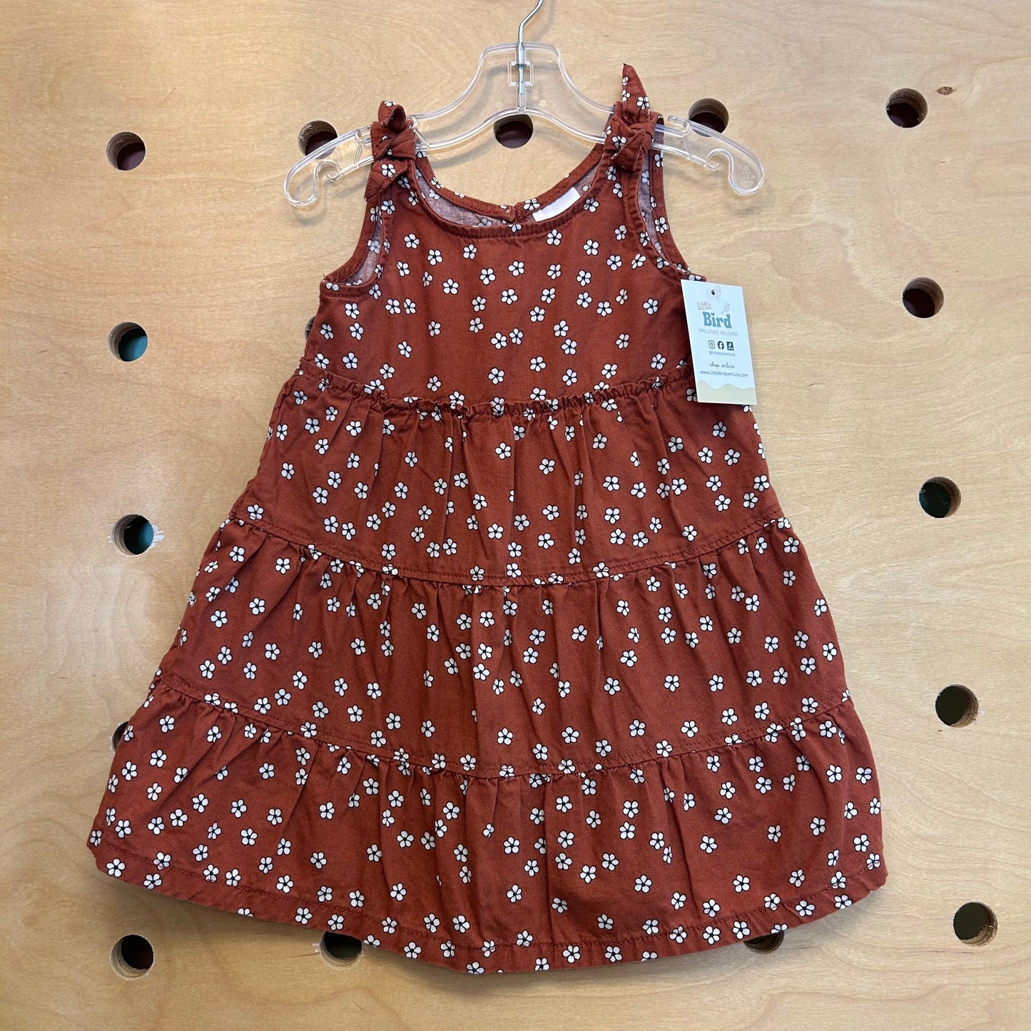 Brown Floral Tiered Tank Dress