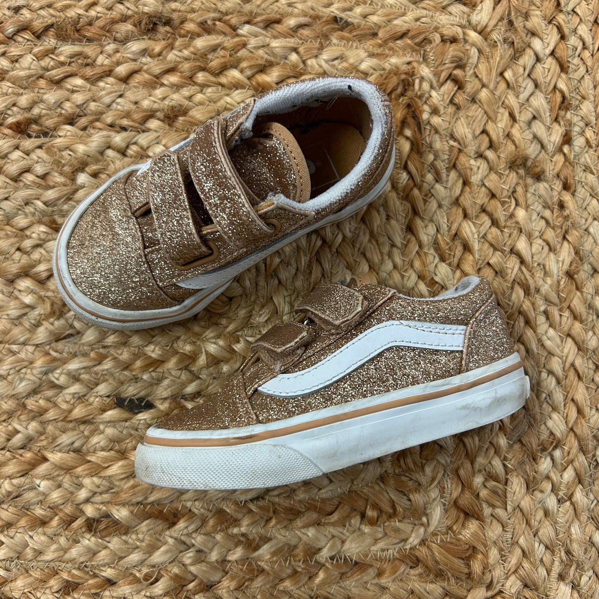Rose Gold Glitter Velcro Sneakers