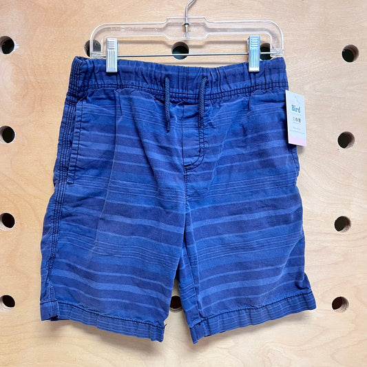 Blue Striped Drawstring Shorts
