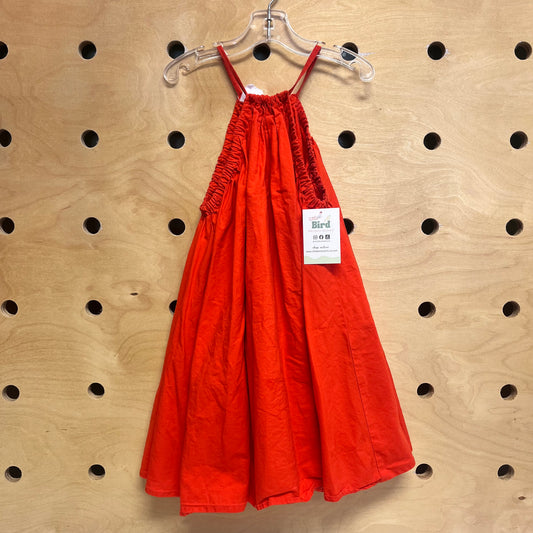 Red Flowy Cotton Dress