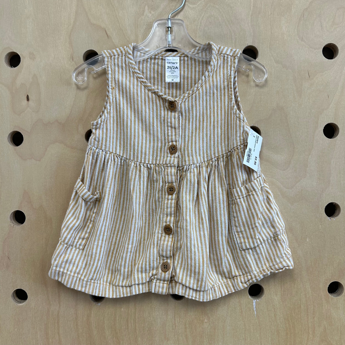 Yellow Striped Button Tank