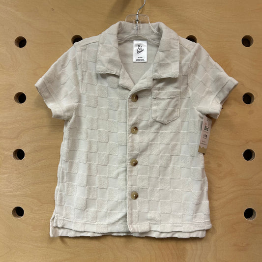 Cream Raised Cherboard Button Up