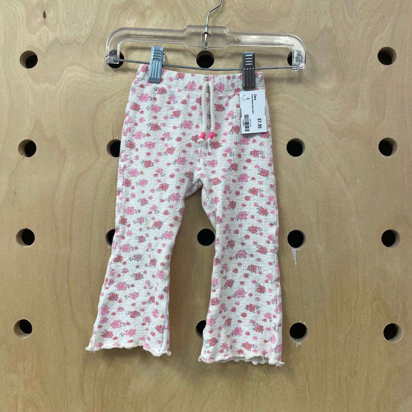 Floral Ribbed Flare Pants
