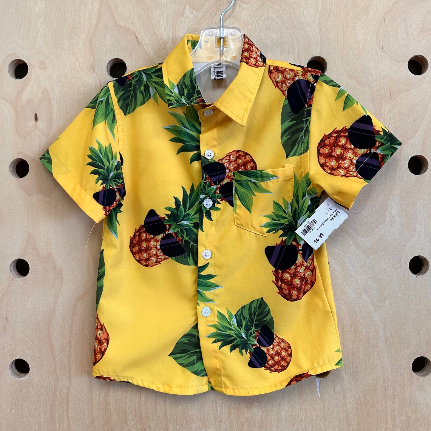 Yellow Cool Pineapple Button Up