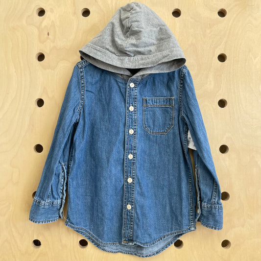 Denim + Cotton Hoodie Button Up