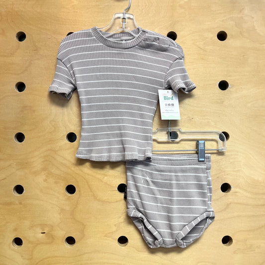 Grey/White Striped Ribbed Outfit