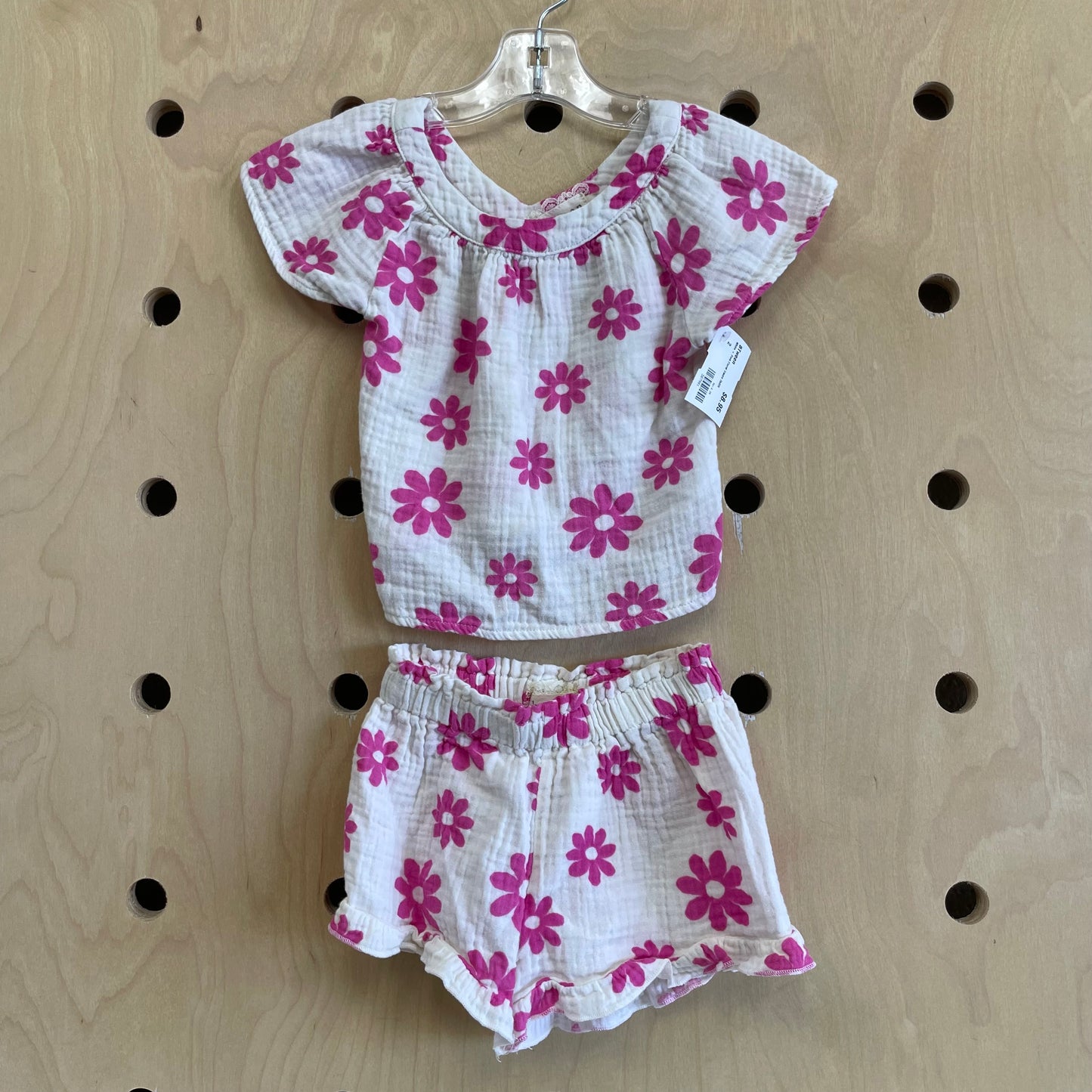 White + Pink Floral Gauze Outfit