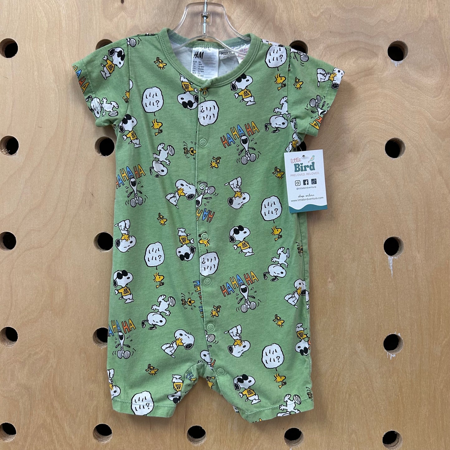 Green Snoopy Romper